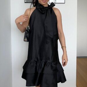 NWOT Small Black Drop Waist Dress with Bow
